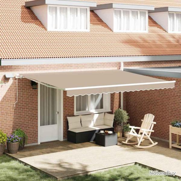 Auvent R�tractable Beige 450 � 300 cm Tissu et acier