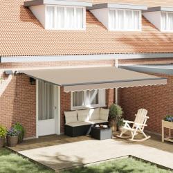 Auvent r&eacute;tractable Beige 450 &times; 300 cm Tissu et Aluminium