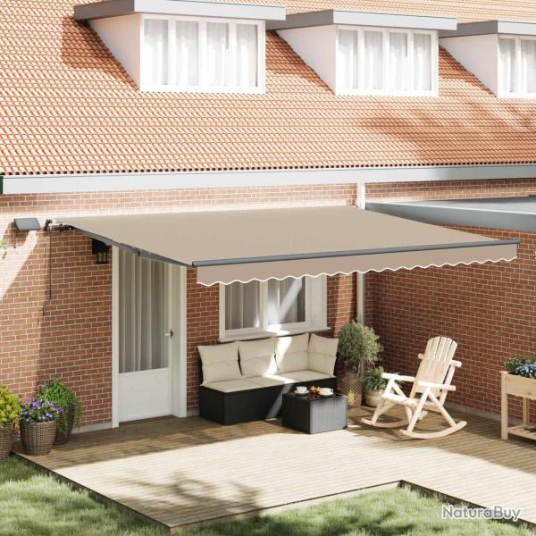 Auvent r�tractable Beige 450 � 300 cm Tissu et Aluminium