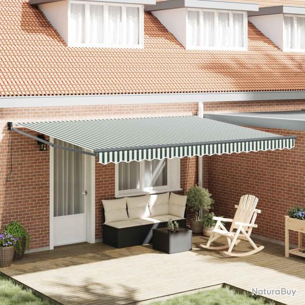 Auvent r�tractable Vert et blanc 450 x 300 x 165 cm