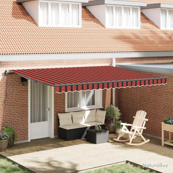 Auvent r�tractable orange et marron 450 � 350 cm