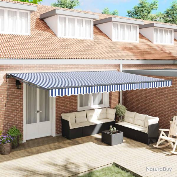 Cadre d'auvent Bleu et Blanc 500 � 300 cm