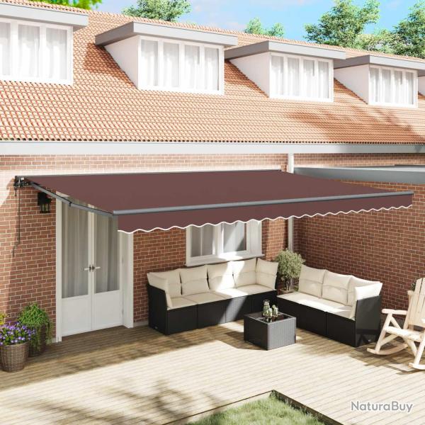 Cadre d'auvent Marron 500 � 300 cm Polyester avec rev�tement PU