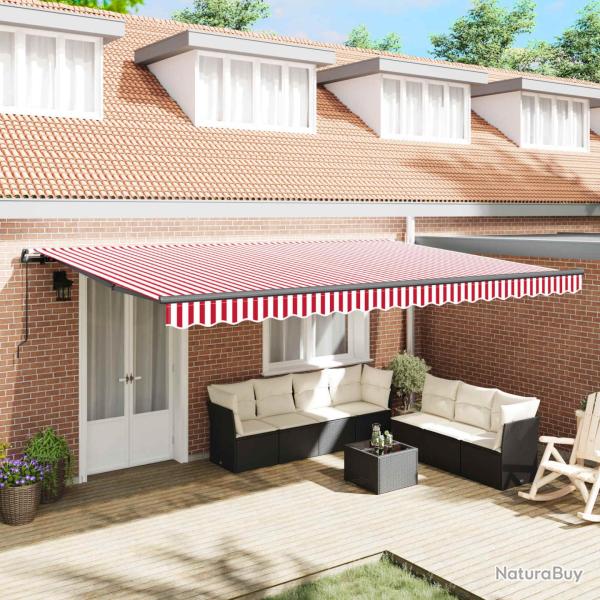 Auvent r�tractable Rouge et Blanc 500 � 300 cm