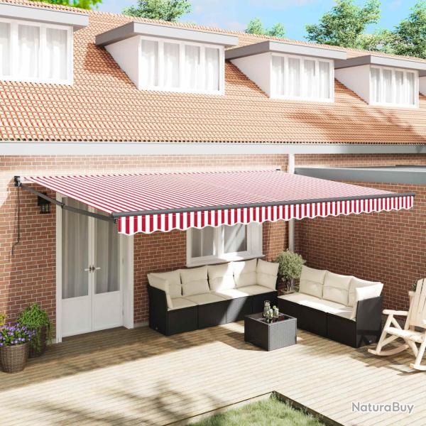 Auvent Rouge et Blanc 500 � 300 cm Polyester et m�tal
