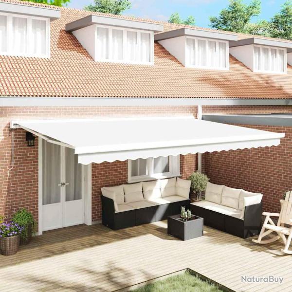Auvent r�tractable Blanc 500 x 300 x 165 cm Tissu et M�tal