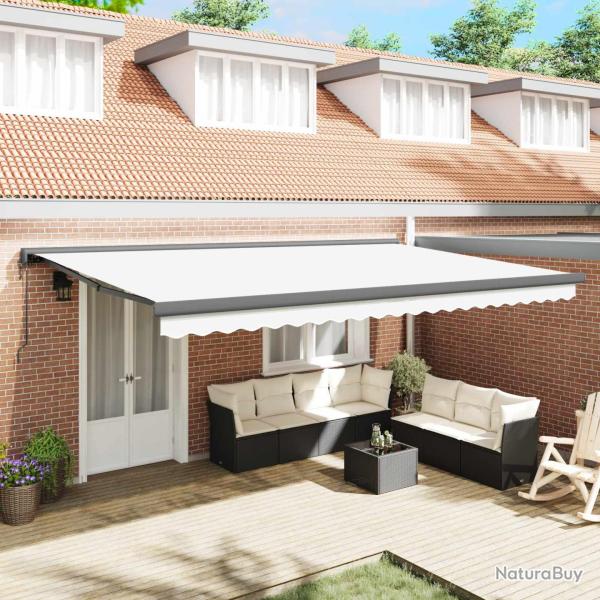 Auvent r�tractable Blanc 500 x 300 x 165 cm Tissu et M�tal