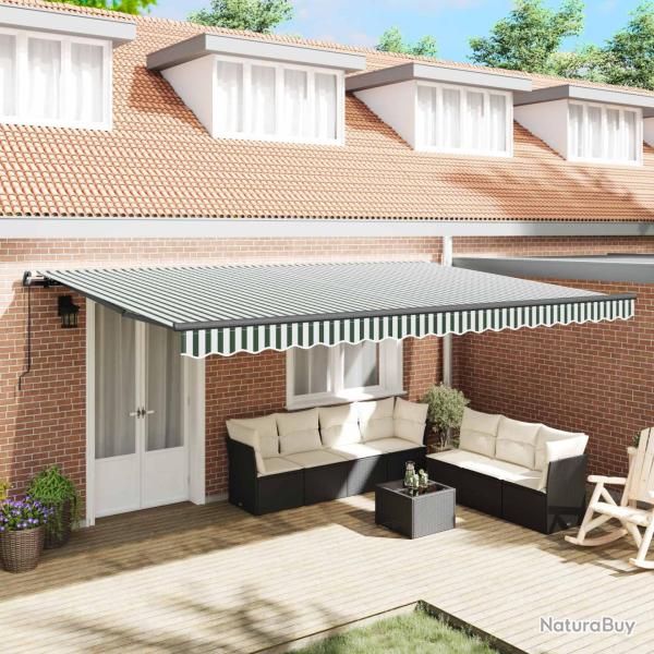 Auvent r�tractable Vert et blanc 500 � 300 cm