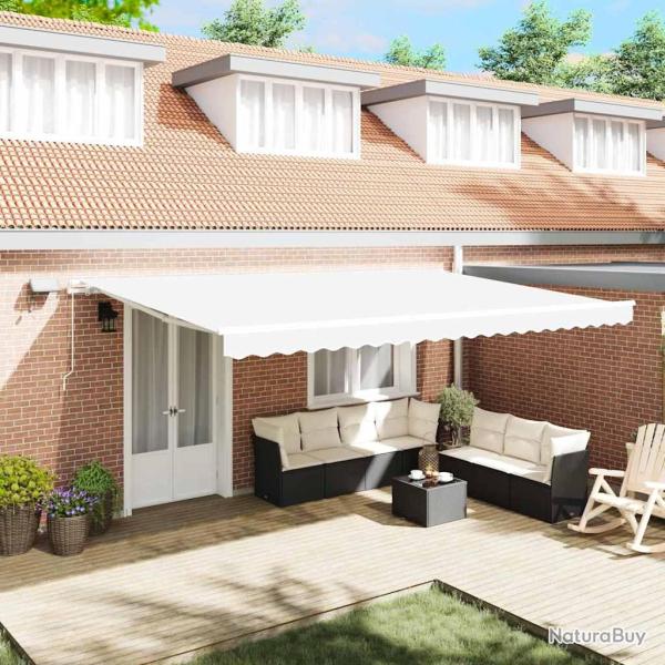 Auvent R�tractable Blanc 500 � 350 cm Tissu et acier