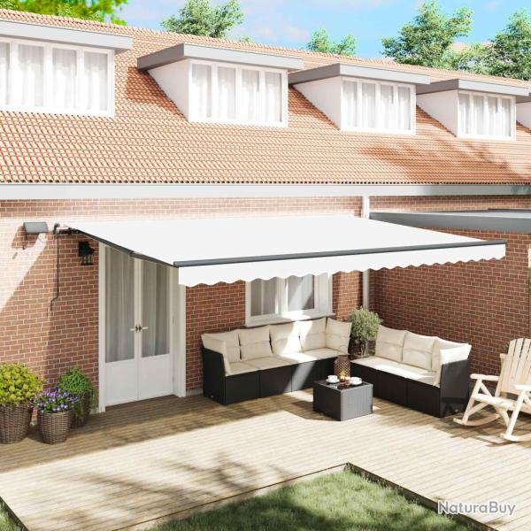 Auvent r�tractable Blanc 500 � 350 cm Tissu et Aluminium