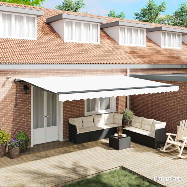 Auvent r�tractable Blanc 500 � 350 cm Polyester