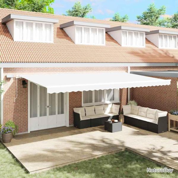 Auvent R�tractable Blanc 600 � 300 cm Tissu et acier