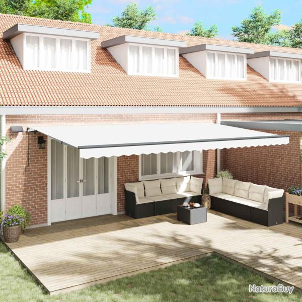 Auvent r�tractable Blanc 600 � 300 cm Tissu et Aluminium