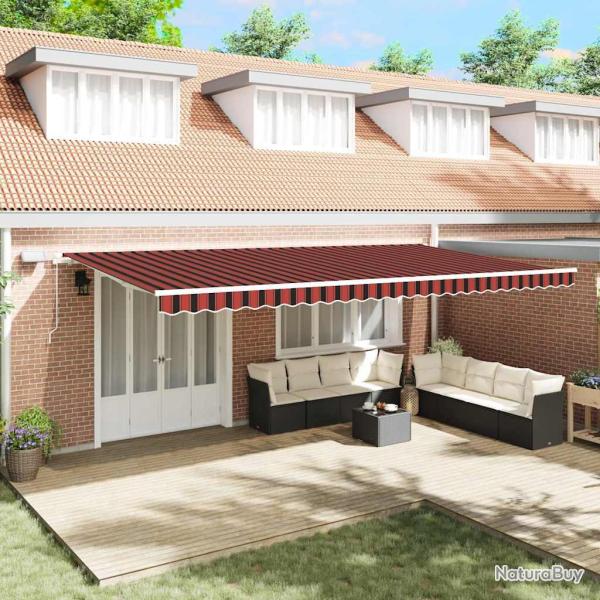 Auvent R�tractable orange et marron 600 � 350 cm Tissu et acier