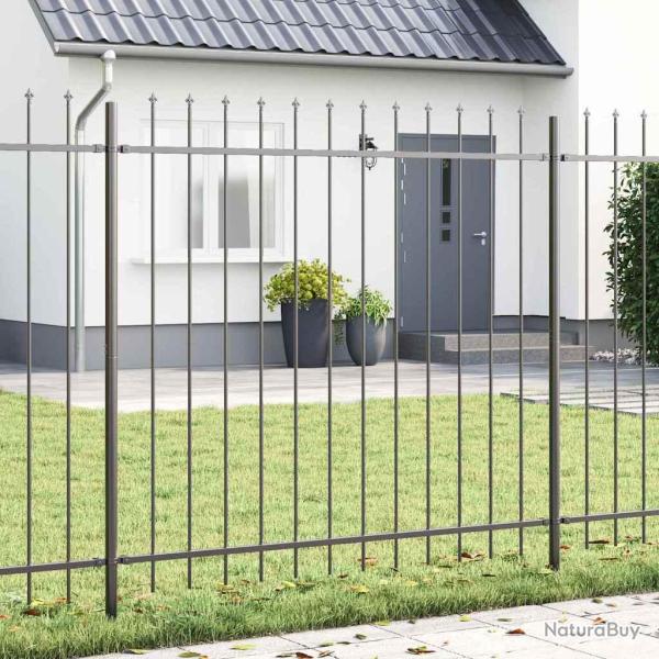 Cl�ture de 3 pcs Gris 5,1 x 1,5 m Acier rev�tu de poudre