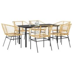 Ensemble &agrave; manger 7pcs marron rpoly otin verre