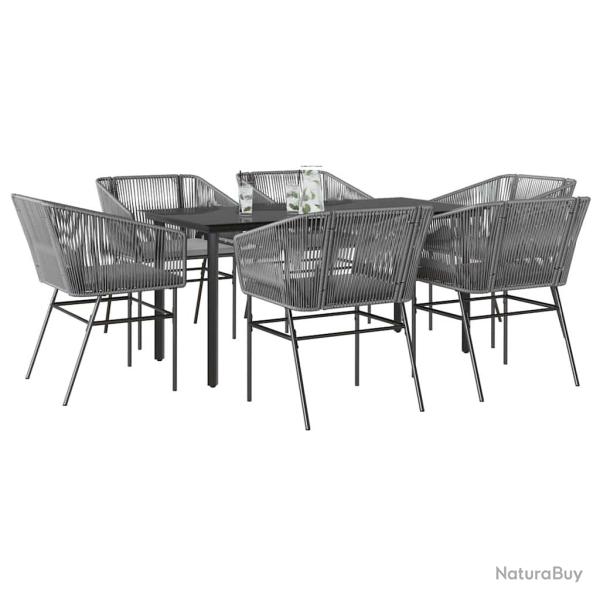 Ensemble � manger coussins 7 pcs gris poly rotin verre