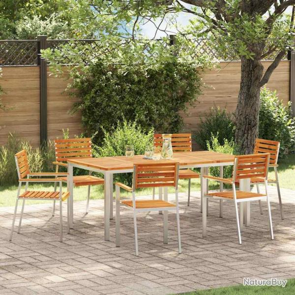 Chaise de 6 pcs Bois d'acacia massif et acier inoxydable