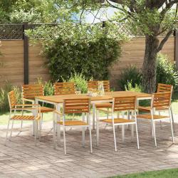 Chaise de 8 pcs Bois d'acacia massif et acier inoxydable