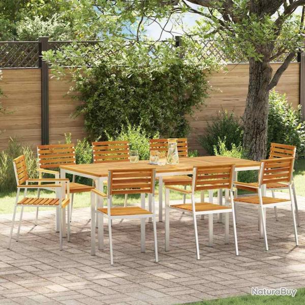 Chaise de 8 pcs Bois d'acacia massif et acier inoxydable