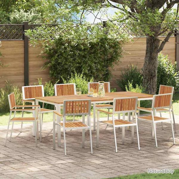 Chaise de 8 pcs Marron Bois d'Acacia Massif