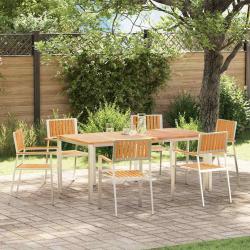Chaise de 6 pcs Bois de teck massif et acier inoxydable