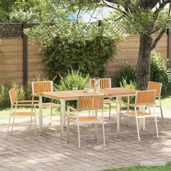 Chaise de 6 pcs Bois de teck massif et acier inoxydable