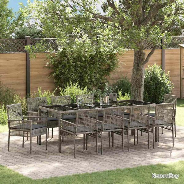 Ensemble de salle � manger pour 11 pcs Gris polyrotin