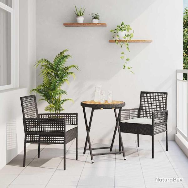 Ensemble bistro de 3 pcs Noir polyrotin