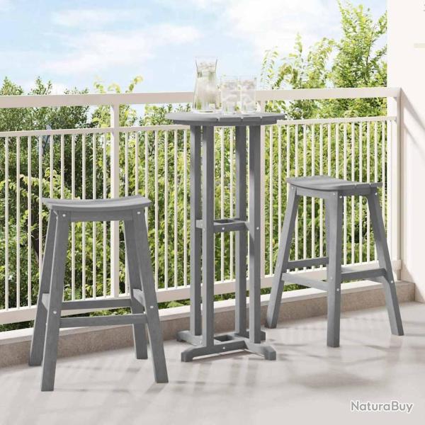 Ensemble de bar de 3 pcs Gris clair HDPE