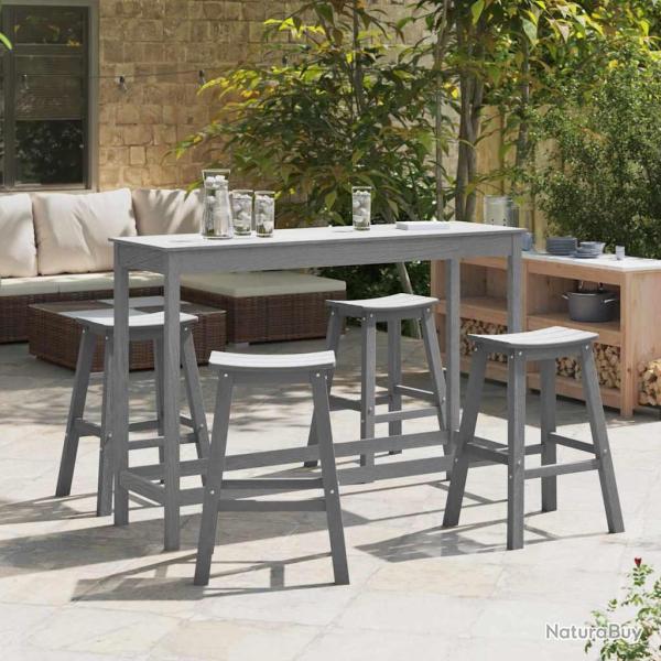 Ensemble de bar de 4 pcs Gris clair HDPE