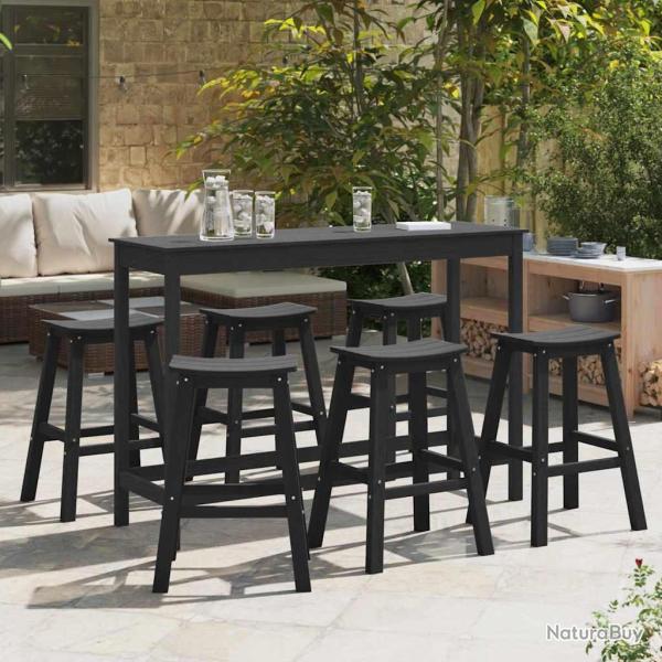 Ensemble de bar de 6 pcs Noir HDPE