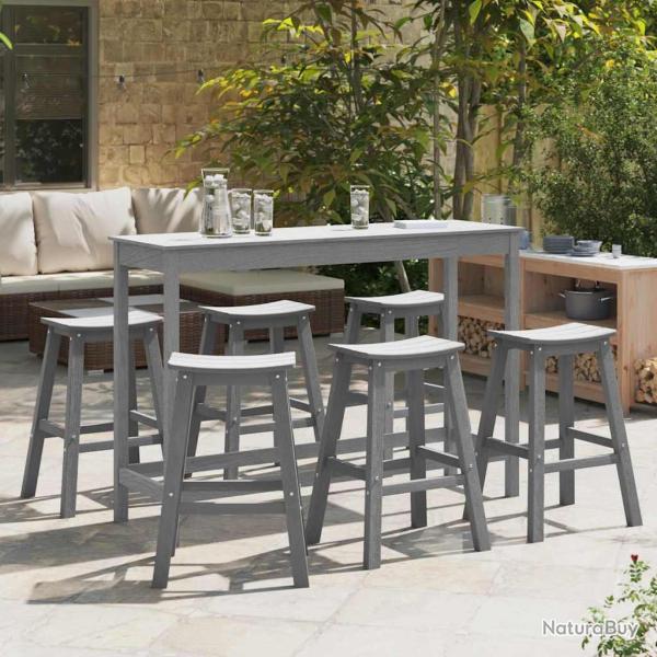 Ensemble de bar de 6 pcs Gris clair HDPE