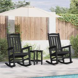 Chaise &agrave; bascule 2 pcs Noir 92 x 70 x 108 cm Poly&eacute;thyl&egrave;ne