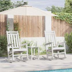 Chaise &agrave; bascule 3 pcs Blanc Poly&eacute;thyl&egrave;ne
