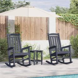 Chaise &agrave; bascule 3 pcs Bleu marine Poly&eacute;thyl&egrave;ne