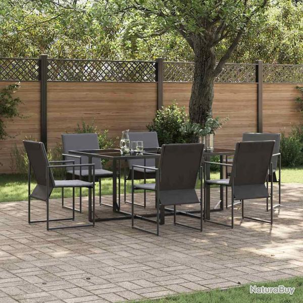 Ensemble de salle � manger pour 7 pcs Noir Acier
