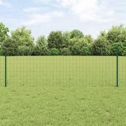 Cl&ocirc;ture Euro avec poteau 25 x 0,6 m Acier recouvert de PVC Vert