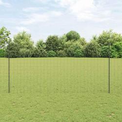 Cl&ocirc;ture Euro avec poteau 10 x 1,6 m Acier recouvert de PVC Gris
