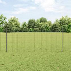 Cl&ocirc;ture Euro avec poteau 25 x 1 m Acier recouvert de PVC Gris