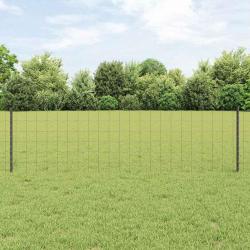 Cl&ocirc;ture Euro avec poteau 50 x 0,6 m Acier recouvert de PVC Gris