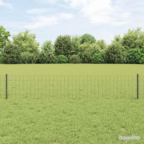 Cl�ture Euro avec poteau 10 x 0,4 m Acier recouvert de PVC Gris