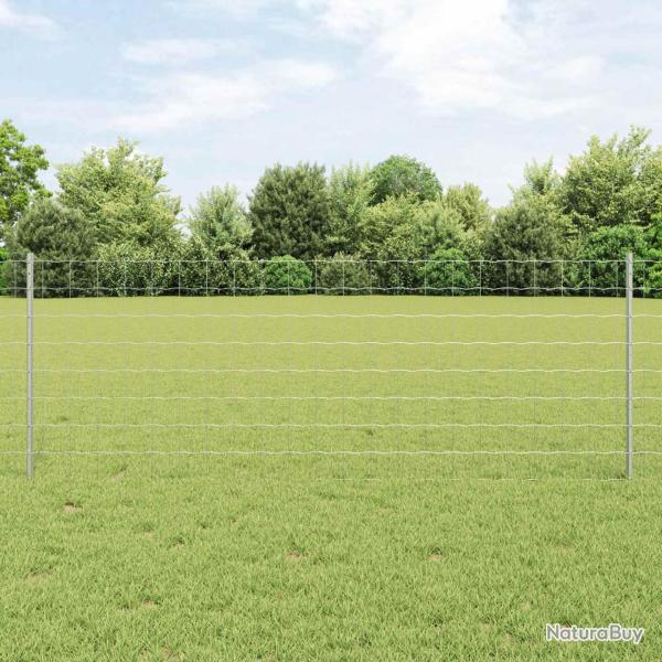 Cl�ture Euro avec poteau 10 x 0,8 m Acier galvanis� Argent�