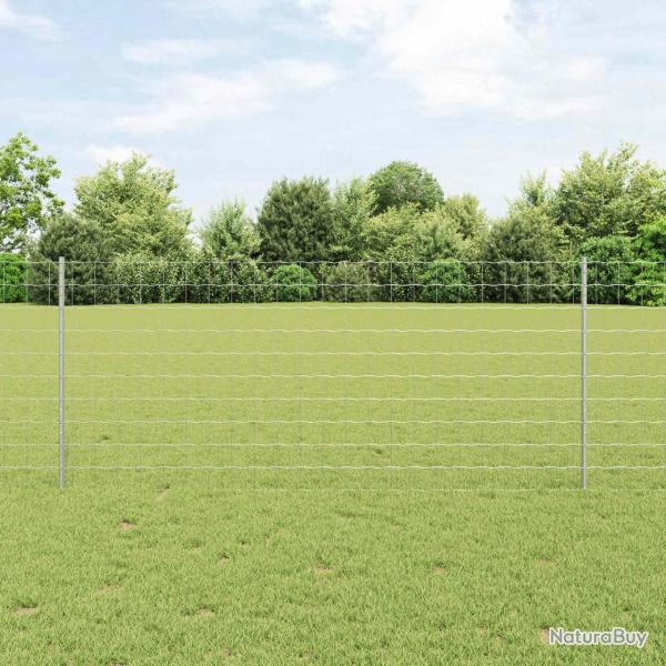 Cl�ture Euro avec poteau 10 x 1 m Acier galvanis� Argent�