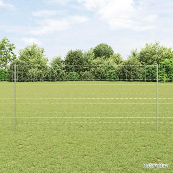 Cl�ture Euro avec poteau 10 x 1,4 m Acier galvanis� Argent�