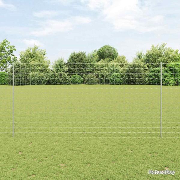 Cl�ture Euro avec poteau 10 x 1,5 m Acier galvanis� Argent�