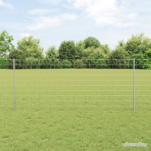 Cl�ture Euro avec poteau 25 x 1 m Acier galvanis� Argent�
