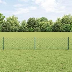 Cl&ocirc;ture en cha&icirc;ne ext&eacute;rieure avec poteau 10 x 0,4 m Vert Maille
