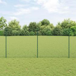 Cl&ocirc;ture en cha&icirc;ne ext&eacute;rieure avec poteau 10 x 1,4 m Vert Maille