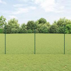 Cl&ocirc;ture grillag&eacute;e avec poteau 25 x 1,5 m Acier galvanis&eacute; Vert